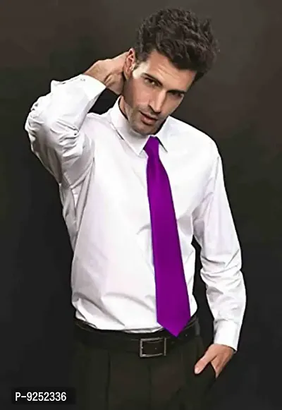 Krypmax Solid Satin Plain Neck Tie for Men, Boys (Free Size) (Purple)-thumb3