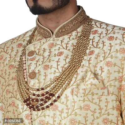 Krypmax Men's Multi-Stringed Antique Blend of Pearls Sherwani Necklace Groom Dulha Kantha Mala (Multicolour)-thumb2