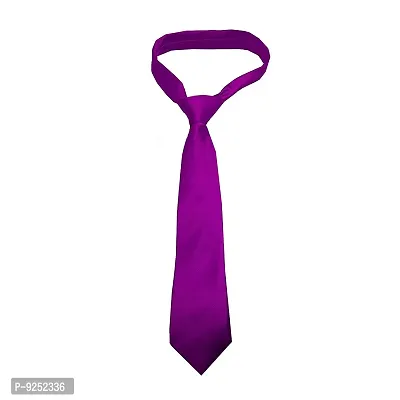 Krypmax Solid Satin Plain Neck Tie for Men, Boys (Free Size) (Purple)-thumb0