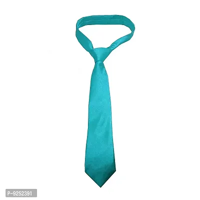 Krypmax Solid Satin Plain Neck Tie for Men, Boys (Free Size) (Cyan)-thumb0