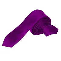 Krypmax Solid Satin Plain Neck Tie for Men, Boys (Free Size) (Purple)-thumb1
