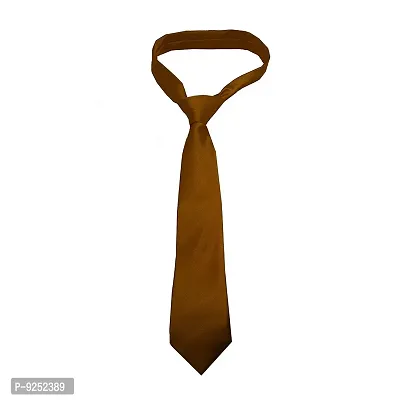 Krypmax Solid Satin Plain Neck Tie for Men, Boys (Free Size) (Brown)-thumb0