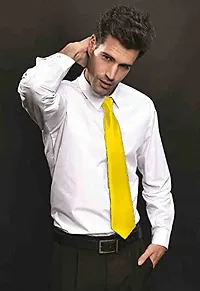 Krypmax Solid Satin Plain Neck Tie for Men, Boys (Free Size) (Golden)-thumb2