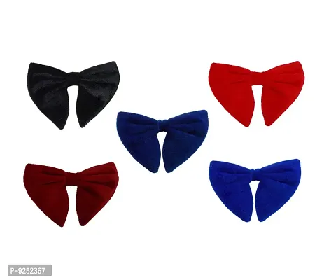 Krypmax Men's Velvet Long Peak Butterfly Look Adjustable Bow Tie (Combo of 5, Free Size)-thumb0