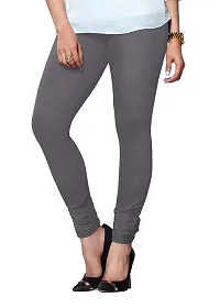 Krypmax Solid Color Cotton Lycra women Legging (Gray)-thumb1