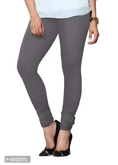 Krypmax Solid Color Cotton Lycra women Legging (Gray)-thumb2