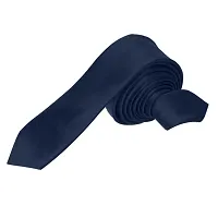 Krypmax Solid Satin Plain Neck Tie for Men, Boys (Free Size) (Navy Blue)-thumb1