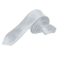 Krypmax Solid Satin Plain Neck Tie for Men, Boys (Free Size) (Silver Gray)-thumb1