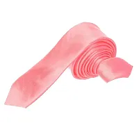 Krypmax Solid Satin Plain Neck Tie for Men, Boys (Free Size) (Baby Pink)-thumb1