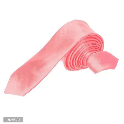 Krypmax Solid Satin Plain Neck Tie for Men, Boys (Free Size) (Baby Pink)-thumb2
