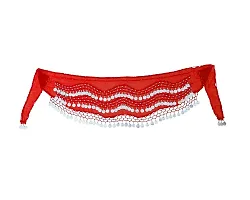 Krypmax Women's Chiffon Belly Dance Hip Scarf Waistband Belt Skirt with 130 Silver Coins (Red)-thumb1