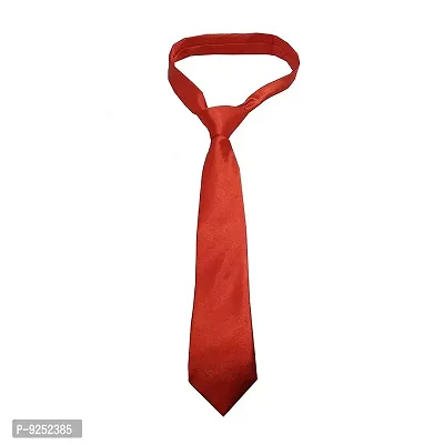 Krypmax Solid Satin Plain Neck Tie for Men, Boys (Free Size) (Red)-thumb0