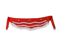 Krypmax Women's Chiffon Belly Dance Hip Scarf Waistband Belt Skirt with Silver Coins (Red)-thumb1