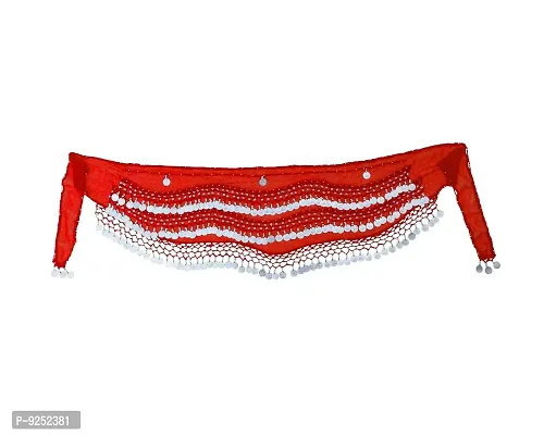 Krypmax Women's Chiffon Belly Dance Hip Scarf Waistband Belt Skirt with Silver Coins (Red)-thumb2