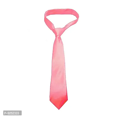 Krypmax Solid Satin Plain Neck Tie for Men, Boys (Free Size) (Baby Pink)-thumb0