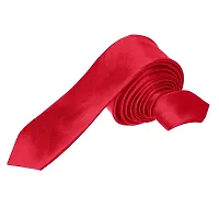 Krypmax Solid Satin Plain Neck Tie for Men, Boys (Free Size) (Red)-thumb1