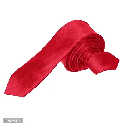 Krypmax Solid Satin Plain Neck Tie for Men, Boys (Free Size) (Red)-thumb2