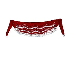 Krypmax Women's Chiffon Belly Dance Hip Scarf Waistband Belt Skirt with 130 Silver Coins (Maroon)-thumb1