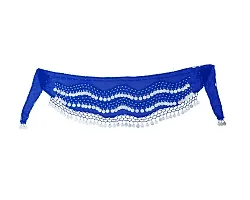 Krypmax Women's Chiffon Belly Dance Hip Scarf Waistband Belt Skirt with 130 Silver Coins (Royal Blue)-thumb1