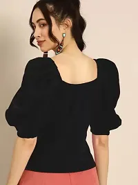 Elegant Black Cotton Blend Solid Top For Women-thumb1
