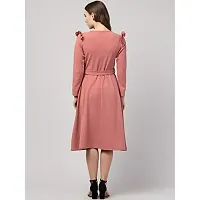 Stylish Peach Polyester Solid Dresses For Women-thumb3