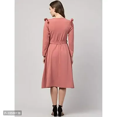 Stylish Peach Polyester Solid Dresses For Women-thumb4