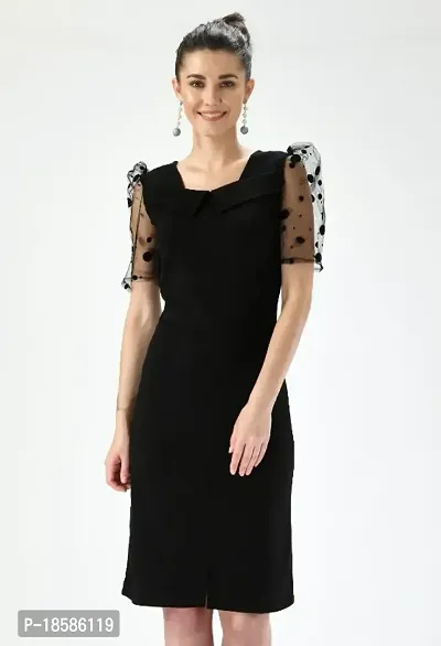 Stylish Black Cotton Blend Solid Dresses For Women-thumb0