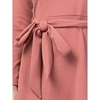 Stylish Peach Polyester Solid Dresses For Women-thumb4