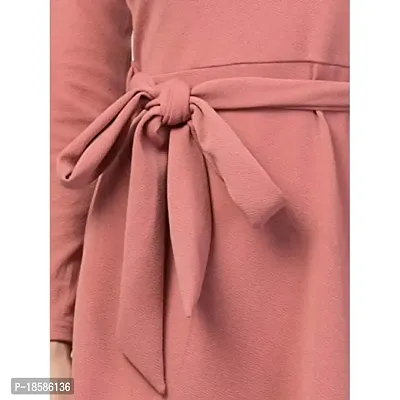 Stylish Peach Polyester Solid Dresses For Women-thumb5