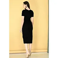 Stylish Black Cotton Blend Solid Dresses For Women-thumb1