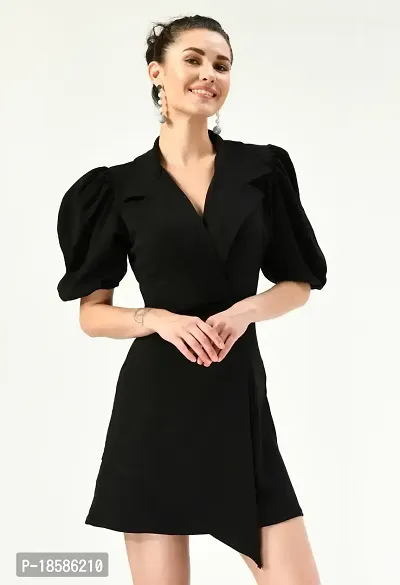 Stylish Black Polyester Solid Dresses For Women-thumb0