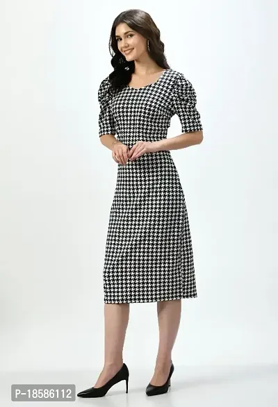 Stylish Black Cotton Blend Checked Dresses For Women
