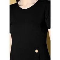 Stylish Black Cotton Blend Solid Dresses For Women-thumb3