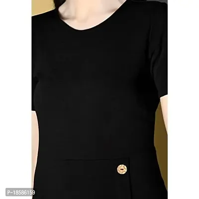 Stylish Black Cotton Blend Solid Dresses For Women-thumb4