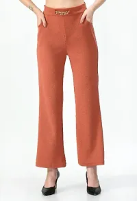 Classic Cotton Blend Solid Leg Pants Trouser for Women-thumb2