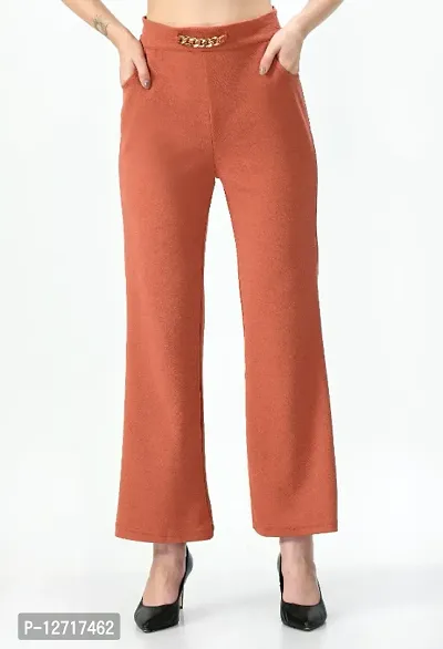 Classic Cotton Blend Solid Leg Pants Trouser for Women-thumb3