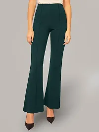 Classic Cotton Blend Solid Leg Pants Trouser for Women-thumb2
