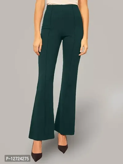 Classic Cotton Blend Solid Leg Pants Trouser for Women-thumb3