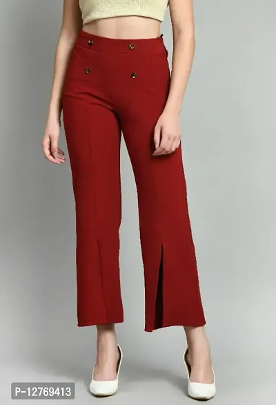 Classic Cotton Blend Solid Trousers Pant for Women