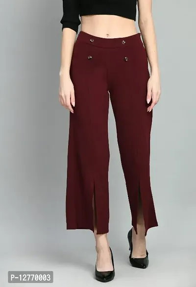 Classic Cotton Blend Solid Trousers Pant for Women