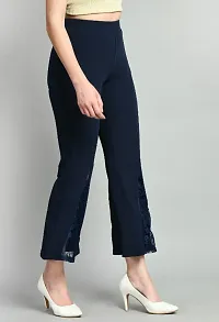 Classic Cotton Blend Solid Trousers Pant for Women-thumb3