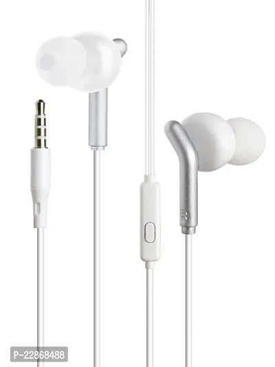 Stylish White On-ear  Over-ear Wired- 3.5 MM Single Pin Headsets With Microphone-thumb0