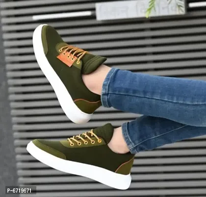 NEW TRENDY OLIVE SNEAKERS-thumb0