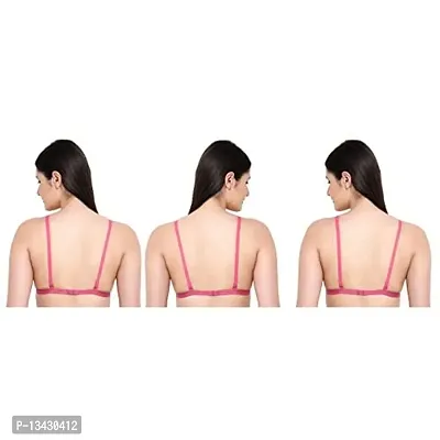 Buy GLAVON, 3 Pcs Soft n Sheen Light Padded Non Wired Full Coverage Lycra  Bra for Extra Comfirt (34,Pink) with 3 Pair Detachable Transparent Bra  Strap [ Special Winter Pack of 6