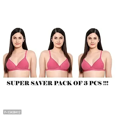 Buy GLAVON, 3 Pcs Soft n Sheen Light Padded Non Wired Full Coverage Lycra  Bra for Extra Comfirt (34,Pink) with 3 Pair Detachable Transparent Bra  Strap [ Special Winter Pack of 6