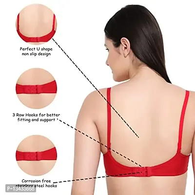 Buy GLAVON, 2 Pcs Hard n Sheen Padded Non Wired Full Coverage Cotton Lycra  Bra for Extra Comfirt (36,Red-Carrot) with 2 Pair Detachable Transparent Bra  Strap [ Special Winter Pack of 4
