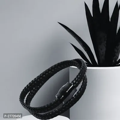 Genuine Black Leather  Bracelets For Men-thumb0