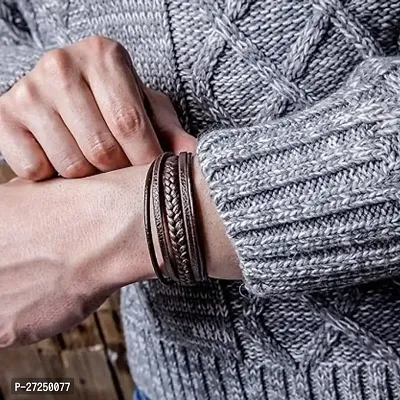 Alluring Brown Leather  Bracelets For Men-thumb0