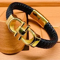 Alluring Golden Leather  Bracelets For Men-thumb1