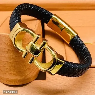 Alluring Golden Leather  Bracelets For Men-thumb2